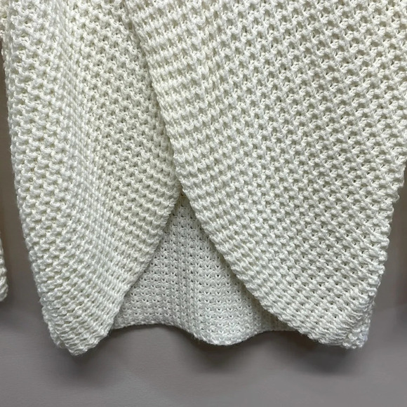 Cream Cowl Neck Chunky Sweater Wooden Buttons Surplice Front M/L - Picture 4 of 15